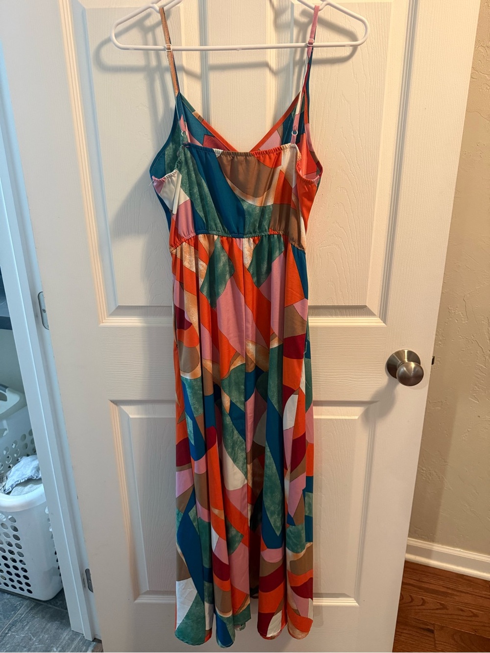 SHEIN Multicolor Abstract Print Maxi Dress - Red, Pink, Teal, Orange - Picture 2 of 3